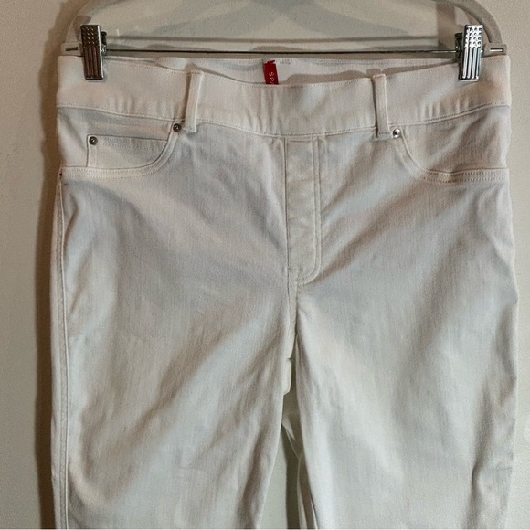 SPANX Sz XL High Rise Pull On Denim Stretchy Flare Slim Bootcut Style Jeans - Picture 3 of 9